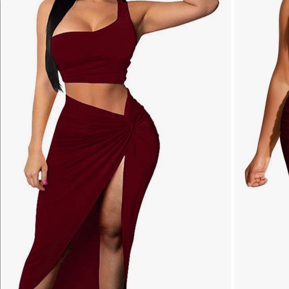 BRAND NEW burgundy 2 piece top & skirt